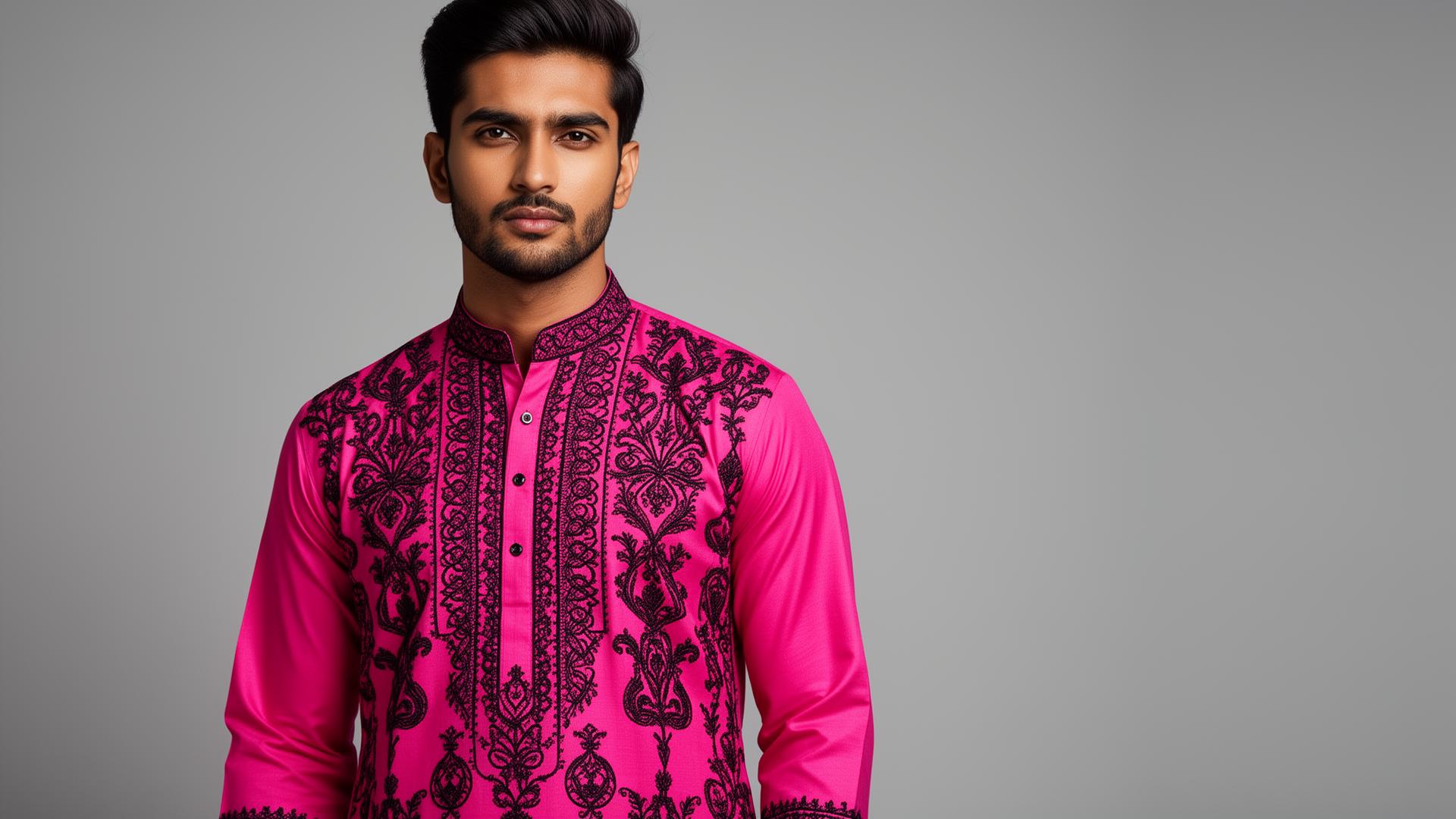 Hot pink embroidered Punjabi